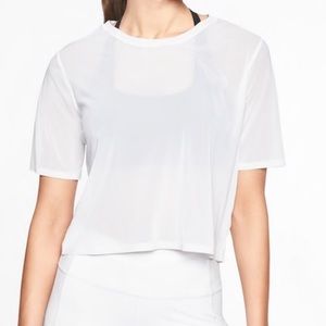 athleta white micro mesh tee